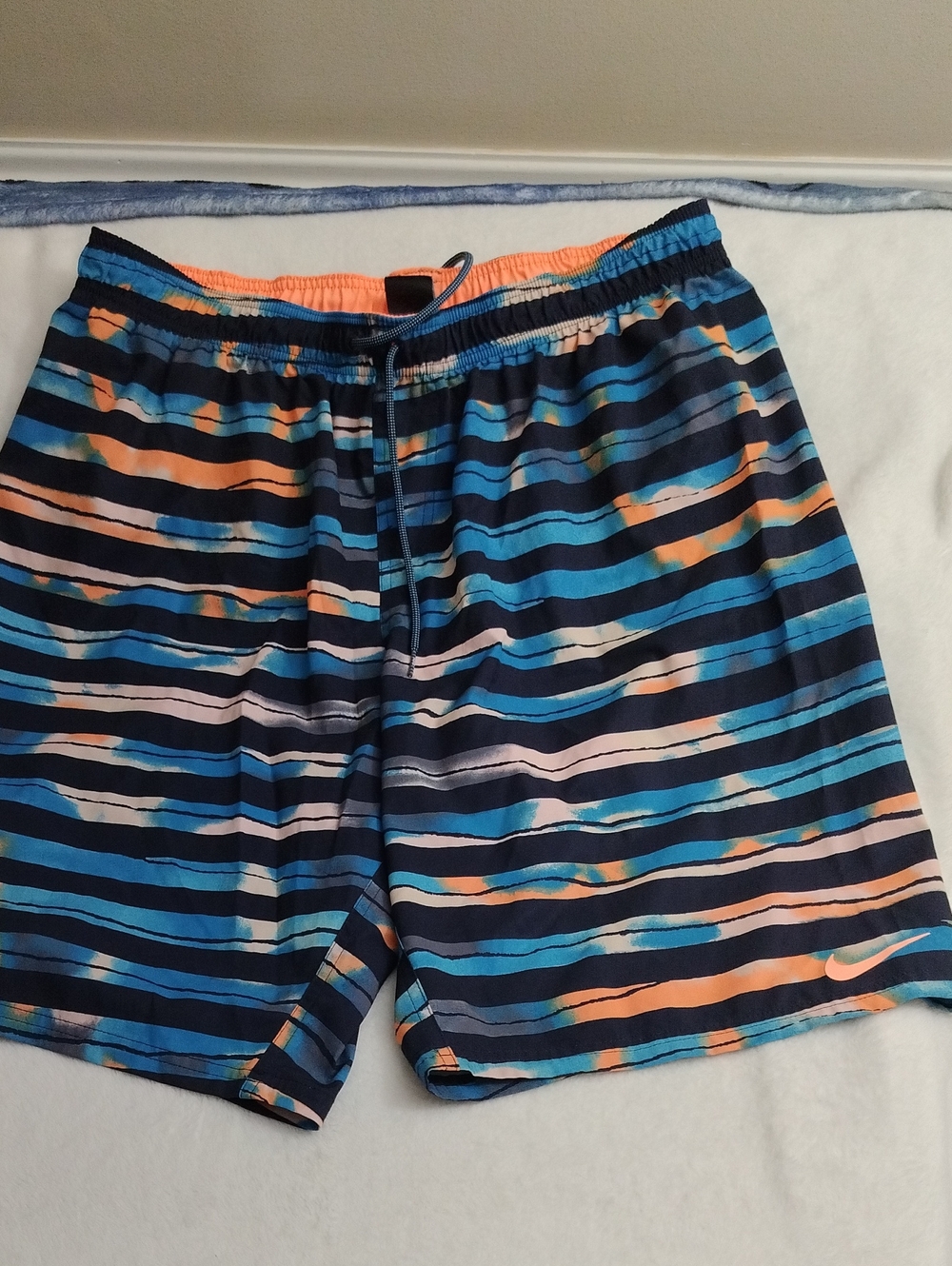 Nike Striped Drawstring Mesh Lined Swim Trunks Men's XXL Read - Picture 1 of 3